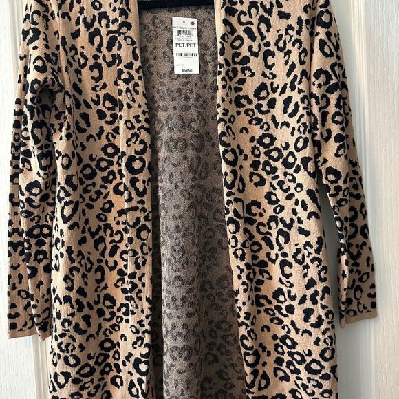 JM Collection Women's Cardigan Long Sleeve Animal Print Open Front Petite/Petite - Picture 2 of 6